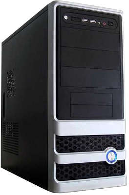 Корпус midiATX 2.03 Foxline ATX , 400W, 2xUSB, Silver, 8cm. fan on the rear,  12 cm fan PSU, power cord