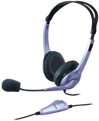 Гарнитура проводная GENIUS HS-04S черный/фиолетовый (3.5 мм mini-jack, кабель 1,8м) (31710156101)