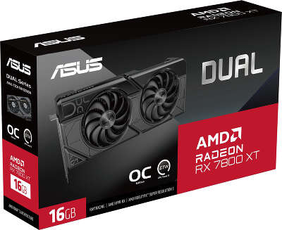Видеокарта Asus PCI-E 4.0 DUAL-RX7800XT-O16G AMD Radeon RX 7800XT 16Gb 256bit GDDR6 2169/19500 HDMIx1 DPx3 HDCP Ret