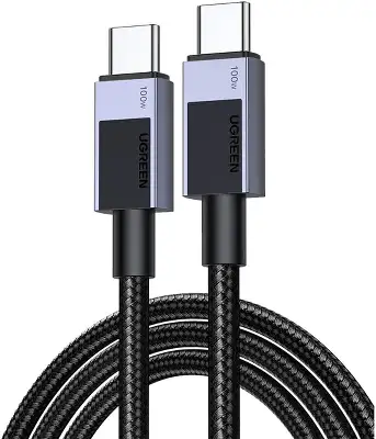 Кабель UGREEN L512 (45063) Type C 2.0 Male To Type C 2.0 Male 5A Data Cable. Длина: 1м. Цвет: черный