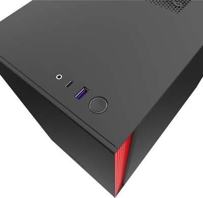 Корпус NZXT H210 Black/red, черный, mini-ITX, Без БП (CA-H210B-BR)