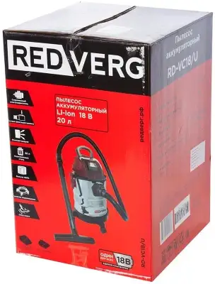 Строительный пылесос RedVerg RD-VC18/U 400Вт (уборка: сухая/сбор воды) черный