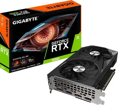 Видеокарта GIGABYTE NVIDIA nVidia GeForce RTX 3060 GAMING OC 8Gb DDR6 PCI-E 2HDMI, 2DP