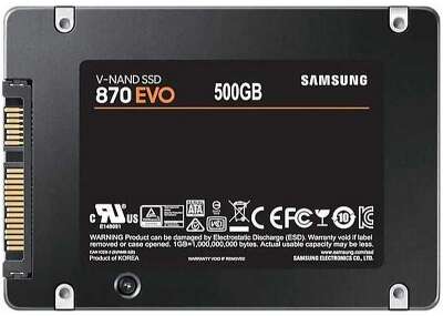 Накопитель SSD Samsung 500Gb SATA III  MZ-77E500BW 870 EVO 2.5" (R560/W530MB/s) (MZ-77E500BW)