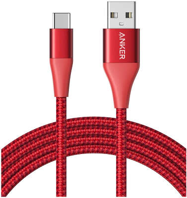 Кабель Anker Powerline+ II USB-A to USB-C, 1.8 м, Red [A8463H91]