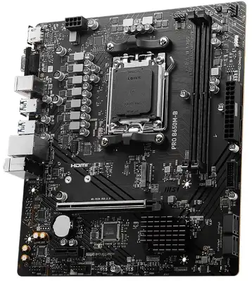 Материнская плата/ MB MSI AMD B650 sAM5, 2xDDR5(128GB), D-SUB/HDMI 2.1, 1xPCIe 4.0x16, 1xPCIe 3.0, 1xLAN (2.5GbE), 4xSATA 6Gb/s, 1xM.2, 4xUSB 3.2, 2xUSB 2.0, 2xPS/2, mATX