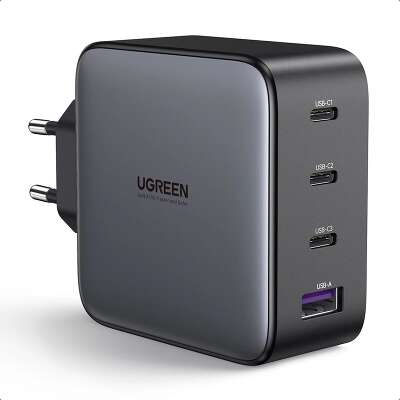 Зарядное устройство UGREEN CD226 (40747) Nexode 100W USB-A+3*USB-C GaN Tech Fast Charger EU. Цвет: серый