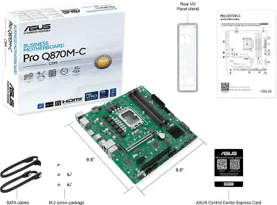 Материнская плата ASUS PRO Q870M-C-CSM, LGA1851, Q870, 4*DDR5, 4*SATA, 2*M.2, 3*USB 3.2, 2*USB 2.0, Type-C, 2*PCIx16, 1*PCIx1, 2*DP+VGA, mATX; 90MB1KEP-M0EAYC