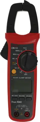 Клещи токоизмерительные RGK CM-12 цифр. измер.ток:переменный/постоянный красный/черный (776479)