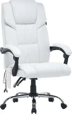 Кресло Cactus с вибромассажем CS-CHR-OC02M-WT белый экокожа крестов. сталь