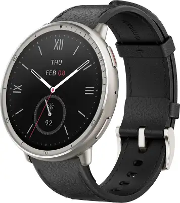 Смарт-часы Amazfit Active 2R A2437 Premium 43.9мм 1.32" AMOLED корп.серебристый рем.черный разм.брасл.:150-210мм (6970100377569)