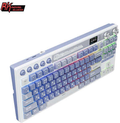 Классическая TKL (80%) механическая клавиатура Royal Kludge RK M87 - 3 типа подключения, 87 клавиш, Gasket Mount, профиль PBT Cherry, цвет Ocean Blue, переключатели RK Cream
