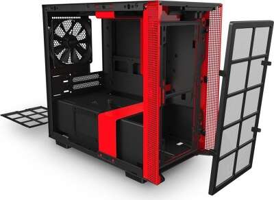 Корпус NZXT H210 Black/red, черный, mini-ITX, Без БП (CA-H210B-BR)