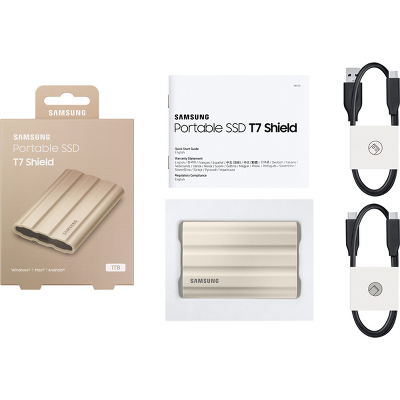 Твердотельный накопитель SSD Samsung T7 Shield External 1Tb (1024GB) Beige USB 3.2 (MU-PE1T0K/WW) 1year