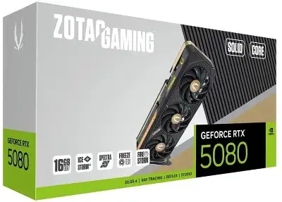 Видеокарта Zotac PCI-E 4.0 RTX 5080 SOLID CORE NVIDIA GeForce RTX 5080 16Gb 256bit GDDR7 2617/30000 HDMIx1 DPx3 HDCP Ret