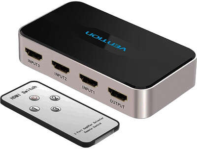 Переключатель Vention HDMI v1.4 19F x 3/HDMI 19F/ DC Jack 3.5mm (m) F (AFFH0)