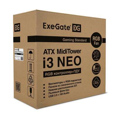Корпус ExeGate i3 NEO, черный, ATX, Без БП (EX289023RUS)