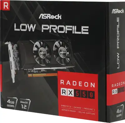 Видеокарта Asrock PCI-E 3.0 RX550 LP 4G AMD Radeon RX 550 4Gb 128bit ...