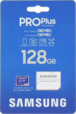 Карта памяти 128 Гб Micro SDXC Samsung PRO Plus Class 10 UHS-I с адаптером [MB-MD128SA]