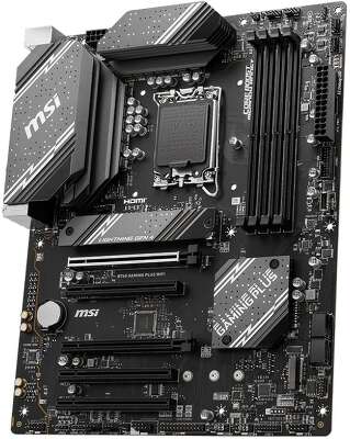 Материнская плата MSI B760 GAMING PLUS WIFI B760, LGA1700, 4*DDR5, 5*PCIEx16, 2*M.2, 2*TypeC, 2*USB3.2Gen2, 2*USB3.2Gen1, 8*USB2.0, 4*SATA3.0, 2.5G, DP, HDMI, ATX, RTL