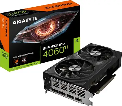 Видеокарта Gigabyte PCI-E 4.0 GV-N406TWF2OCV2-8GD NVIDIA GeForce RTX 4060TI 8Gb 128bit GDDR6 2550/18000 HDMIx1 DPx3 HDCP Ret