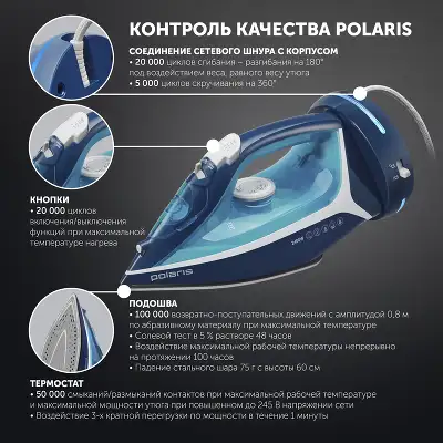 Утюг беспроводной Polaris PIR 2444K Cord[LESS] 2400Вт синий/белый