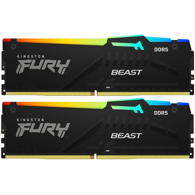 Оперативная память Kingston 32GB 5600MT/s DDR5 CL40 DIMM kit (2x16GB) FURY Beast RGB XMP