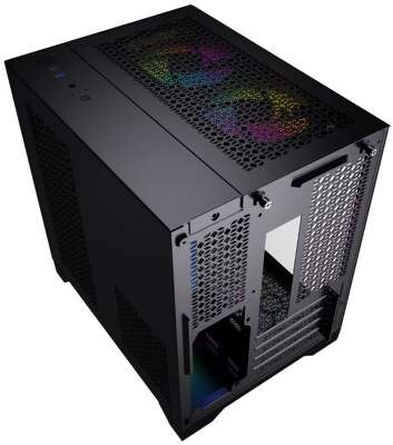 Корпус Powercase Корпус Powercase Vision Micro, Black, Tempered Glass, 4х 120mm 5-color fan, чёрный, mATX (CVBM-L4) (CVBM-L4) (202896)