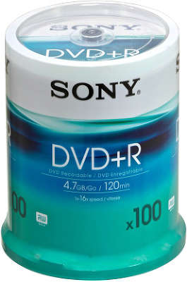 DVD+R диск Sony 16x 4.7 ГБ Cake Box 100 шт. (100DPR47SP)