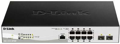 D-Link DGS-1210-10P/ME/B1A Управляемый L2 коммутатор с 8 портами 10/100/1000Base-T и 2 портами 1000Base-X SFP (8 портов PoE 802.3af/at, PoE-бюджет 78 Вт)