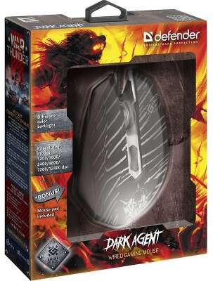Проводная игровая мышь Defender Dark Agent GM-590L 6 кнопок,12800dpi [52590]