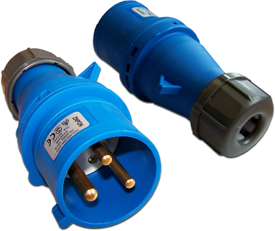 Вилка Вилка IEC 309 однофазная 32A, 250V, разборная, синяя