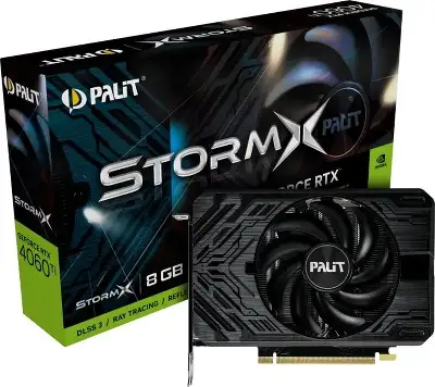 Видеокарта Palit NVIDIA nVidia GeForce RTX 4060Ti STORMX 8Gb DDR6 PCI-E HDMI, 3DP