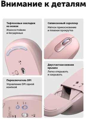 Беспроводная компьютерная мышьUGREEN MU105 (90686) 2.4G Wireless Mouse. Цвет: вишнево-розовый