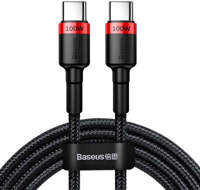 Кабель Baseus Cafule PD2.0 100W USB-C to USB-C, 2 м, Black/Red [CATKLF-AL91]