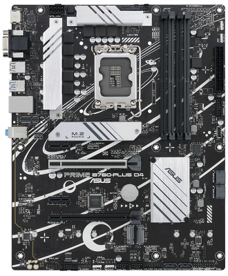 Материнская плата ASUS PRIME B760-PLUS D4, LGA1700, B760, 4*DDR4, 4*SATA, 3*M.2, 3*USB 3.2, 2*USB 2.0, Type-C, 2*PCIx16, 2*PCIx1, DP+VGA+HDMI, ATX; 90MB1CW0-M1EAY0
