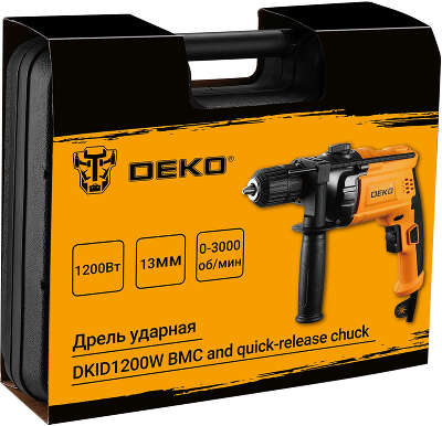 Дрель ударная Deko DKID1200W 1200Вт патрон:быстрозажимной реверс (кейс в комплекте) (063-4327)