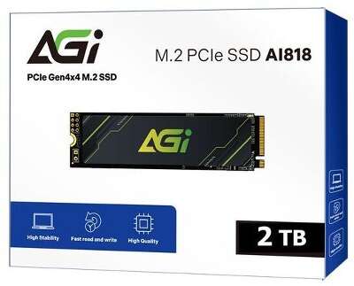 Твердотельный накопитель SSD AGI AI818 PCIe Gen.4 2TB QLC RETAIL-Color Box