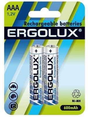 Ergolux AAA-600mAh Ni-Mh BL-2 (NHAAA600BL2, аккумулятор,1.2В)  (2 шт. в уп-ке)