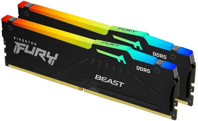 Память Kingston FURY Beast Black RGB DDR5 DIMM 16Gb (2x8Gb) PC48000 6000Mhz CL30 1.4V (Kit of 2) (KF560C30BBEAK2-16)