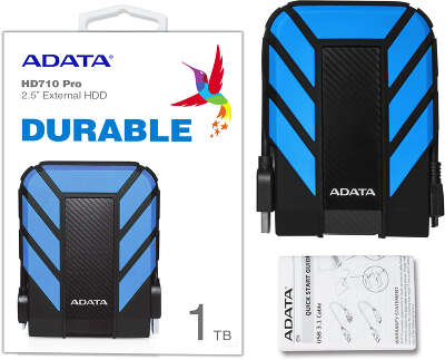Внешний жесткий диск/ Portable HDD 1TB ADATA HD710 Pro (Blue), IP68, USB 3.2 Gen1, 133x99x22mm, 270g /3 года/