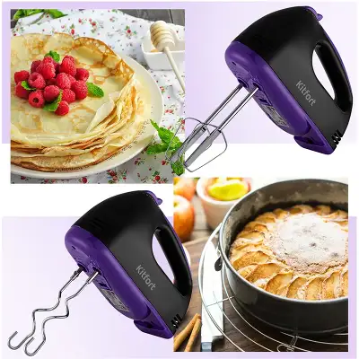 Миксер ручной Kitfort КТ-3412 100Вт черный/фиолетовый
