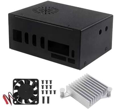Корпус Orange pi 5 plus metal case + heatsink +fan, Type 1