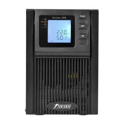 ИБП POWERMAN Online 1000, LCD, двойного преобразования, 1000ВА, 900Вт, 4 штуки IEC320 С13 с резервным питанием, USB, RS232, слот SNMP, разъем EPO, батарея 12В 9Ач 2 шт., 1 кабель для нагрузки C13/C14, 144 х 209 х 293 мм., 9.16кг./ UPS POWERMAN Online 1000