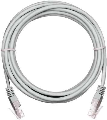 Коммутационный шнур NETLAN U/UTP 4 пары, Кат.5е (Класс D), 100МГц, 2хRJ45/8P8C, T568B, заливной, многожильный, BC (чистая медь), LSZH нг(B)-HF, серый, 10м, уп-ка 5шт.