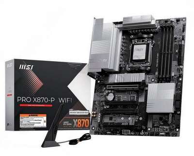 Материнская плата MSI PRO X870-P WIFI X870, AM5, 4*DDR5, 4*PCIEx16, 3*M.2, 3*TypeC, 2*USB3.2Gen2, 4*USB3.2Gen1, 8*USB2.0, 4*SATA3.0, 5G, Type-C(DP), HDMI, ATX, RTL