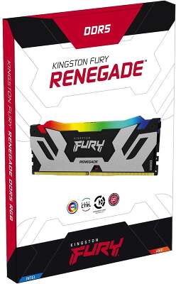 Модуль памяти Kingston 24GB DDR5 7200 FURY Renegade Silver/Black RGB XMP Non-ECC Unbuffered DIMM (Single Module) 1RX8 38-44-44 1.45V 288-pin 24Gbit