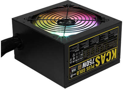 Блок питания Aerocool ATX 750W KCAS PLUS GOLD 750W RGB 80+ gold (20+4pin) APFC 120mm fan color LED 8xSATA RTL