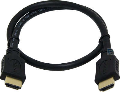 Кабель HDMI- HDMI, 0.5м, v2.0, чёрный, зол.конт., экран