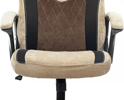 Кресло игровое Zombie VIKING 6 KNIGHT Fabric коричневый/бежевый с подголов. крестов. металл